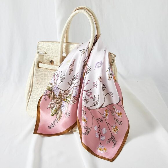 Mulberry Silk Neck Scarf Small Square 21x21in Light Breathable Hair Accessory - Picture 4 of 9